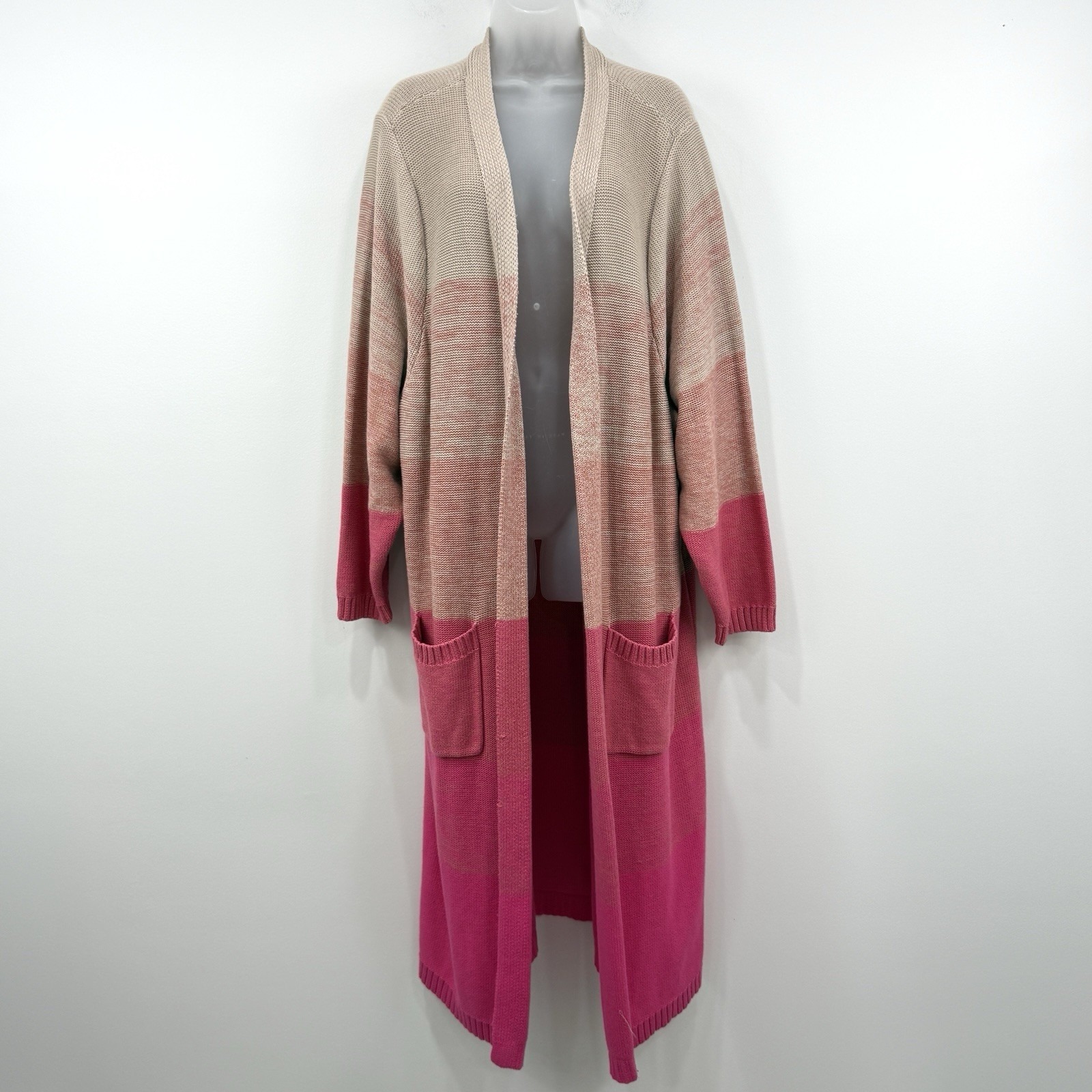 Torrid Pink Ombr Slouchy Duster Cardigan 5x Nwt Chunky Feminine Cozy Cotton